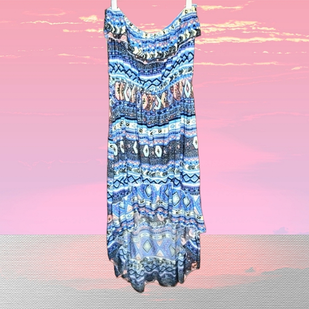 Women's Strapless High Low Maxi Dress